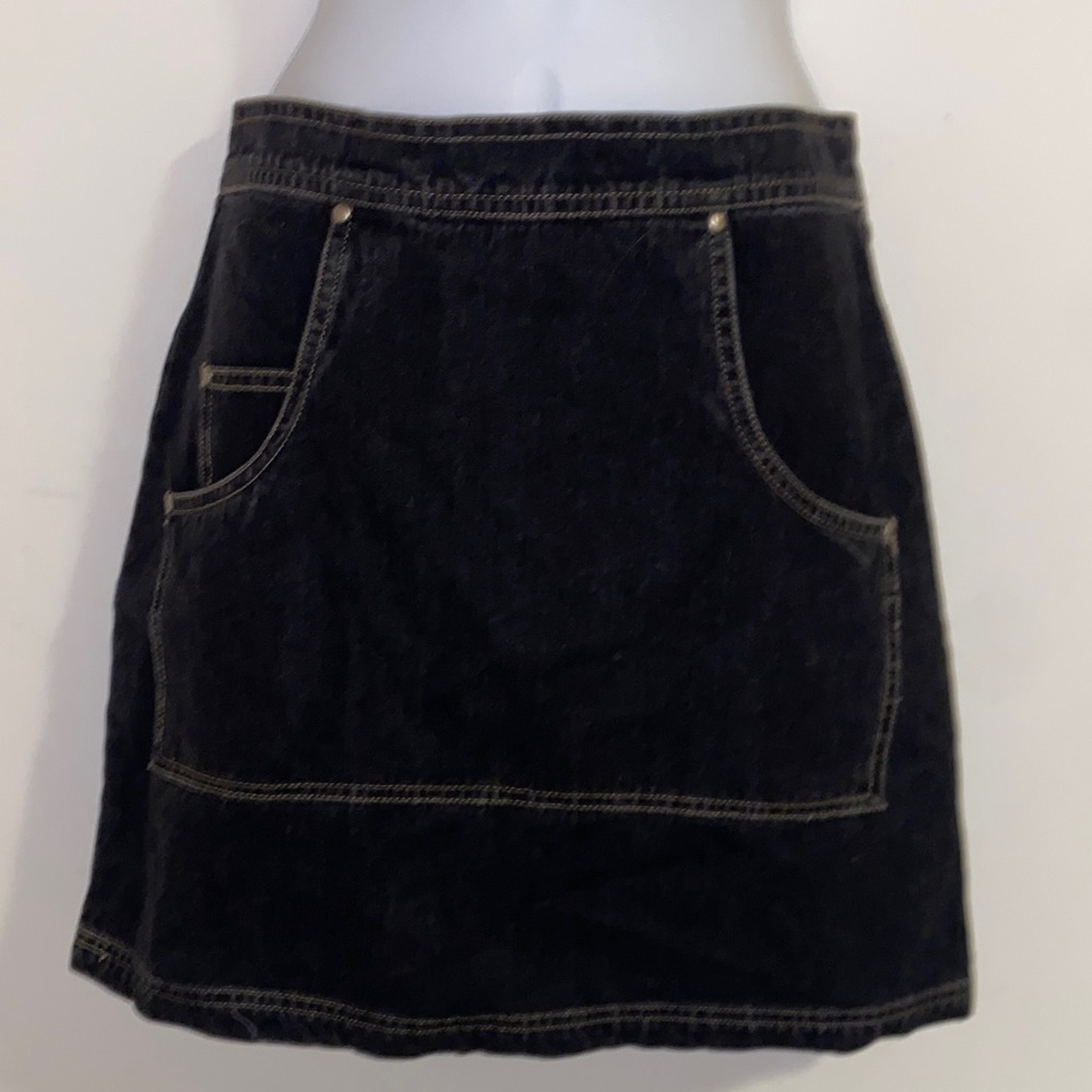 Vintage Black Denim Pocket Skirt